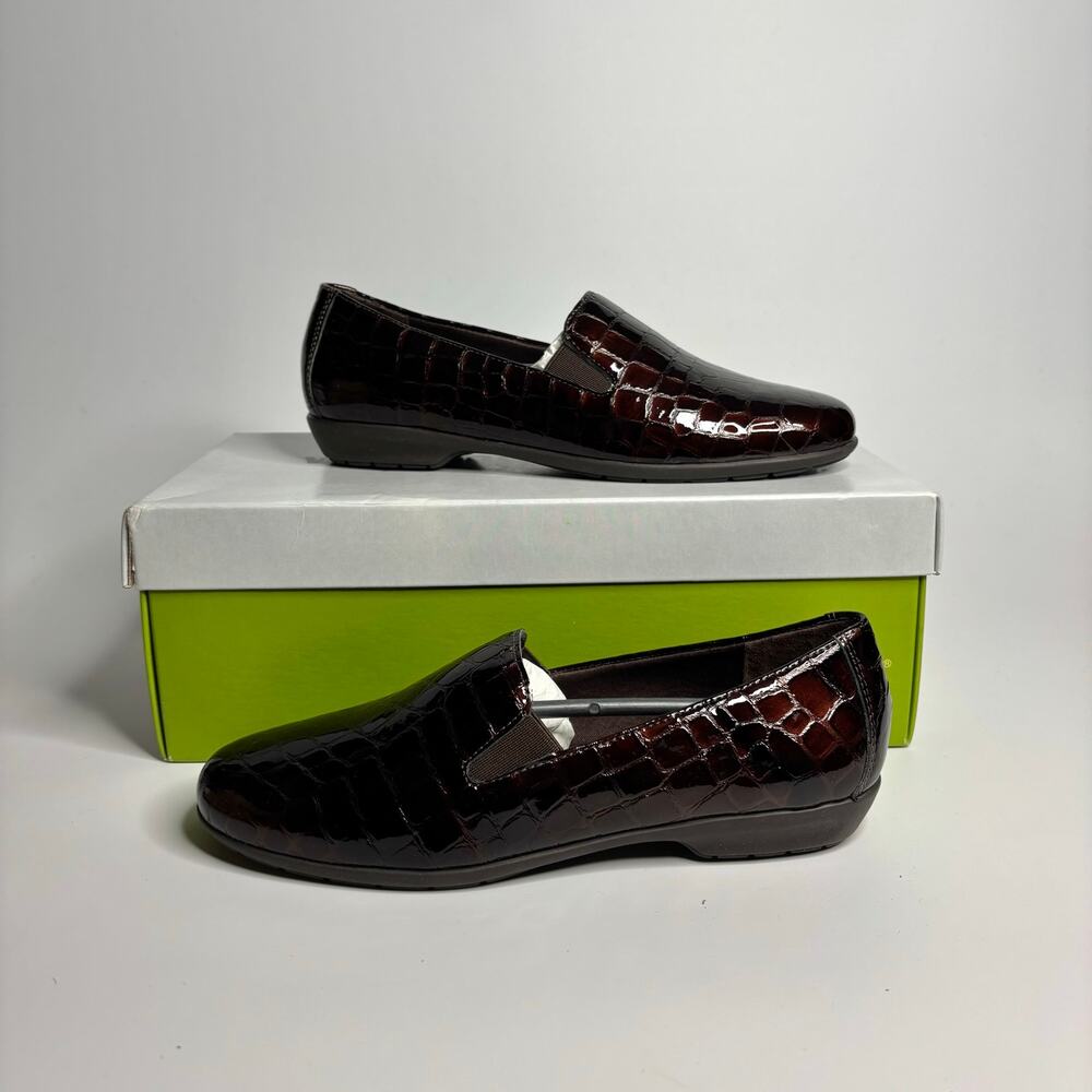 Walking Cradles Florence Leather Slip On Loafers in Brown Croco